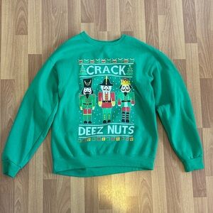 Green ‘Crack Deez Nuts’ Holiday Sweater